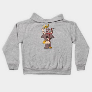 Cute Little Satan Goat with Crown and Trident Kids Hoodie